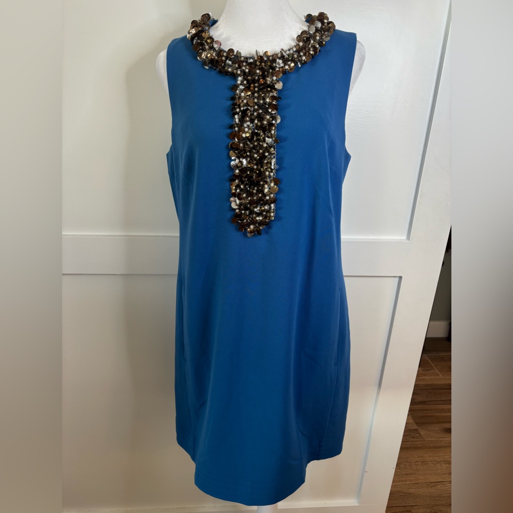Lilly Pulitzer Vibrant Edita Embellished Barton Blue Dress In Size 4 Nwt